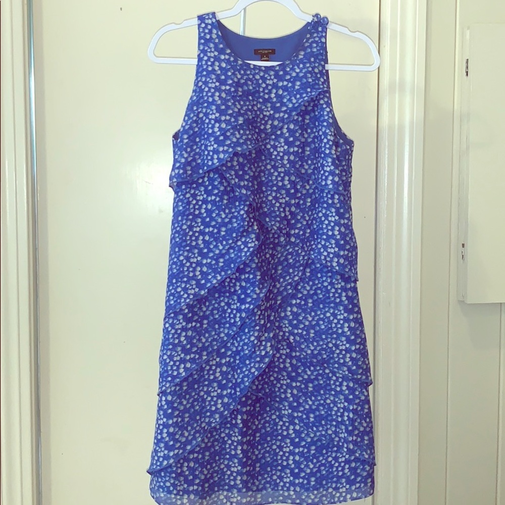 Ann Taylor Blue Silk Shift Sleeveless Dress Size 4